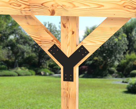 Y Bracket - Industrial Style - For 6 Inch Post - Wood Post Brackets - construction brackets - brackets for post and beam construction - beam supports - post support - timber frame brackets - post frame buildings - barndominium brackets - exposed beam brackets