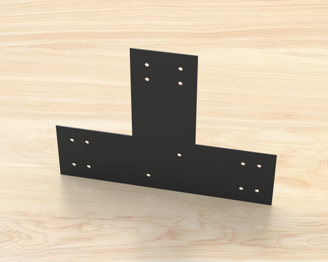 T Bracket - Industrial Style - 8 Inch Lumber - Wood Post Brackets - construction materials - building supposrts - beam supports - post support - timber frame brackets - wood frame buildings - post frame buildings - barndominium brackets - exposed beam brackets