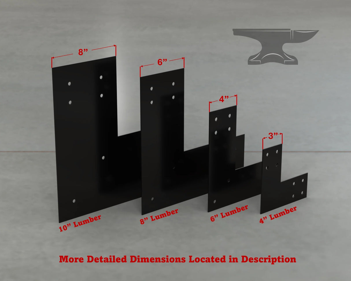Industrial Style L Brackets - Various Sizes - Wood Post Brackets - construction brackets - brackets for post and beam construction - beam supports - post support - timber frame brackets - barndominium brackets - exposed beam brackets