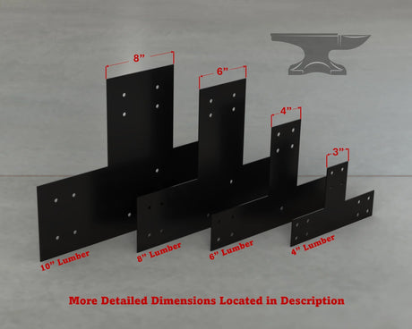 Industrial Style T Brackets - Various Sizes - Wood Post Brackets - construction brackets - brackets for post and beam construction - beam supports - post support - timber frame brackets - barndominium brackets - exposed beam brackets