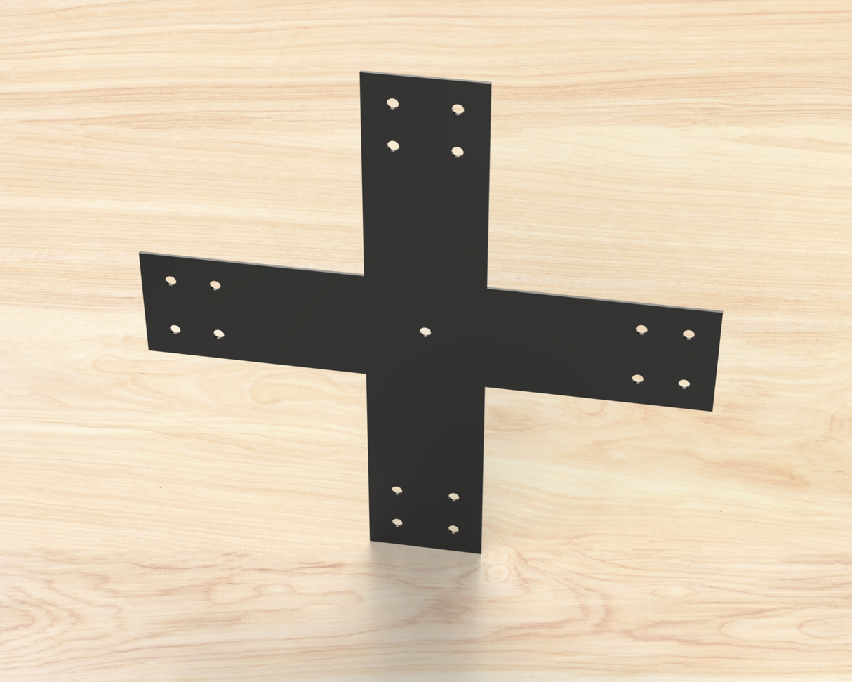 X Bracket - Industrial Style - 6 Inch Lumber - Wood Post Brackets - construction materials - building supposrts - beam supports - post support - timber frame brackets - wood frame buildings - post frame buildings - barndominium brackets - exposed beam brackets