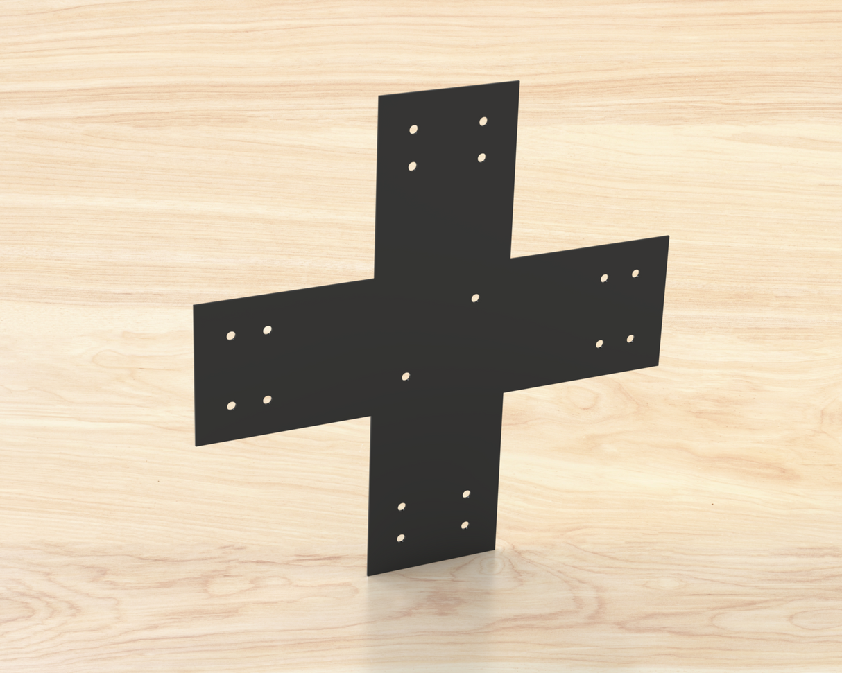 X Bracket - Industrial Style - 8 Inch Lumber - Wood Post Brackets - construction materials - building supposrts - beam supports - post support - timber frame brackets - wood frame buildings - post frame buildings - barndominium brackets - exposed beam brackets