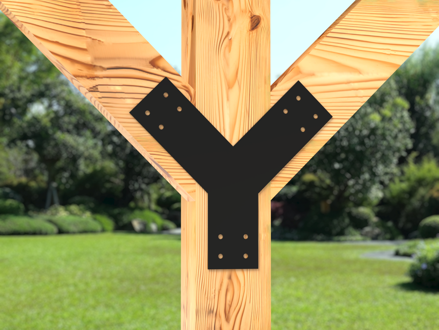 Y Bracket - Industrial Style - For 6 Inch Post - Wood Post Brackets - construction brackets - brackets for post and beam construction - beam supports - post support - timber frame brackets - post frame buildings - barndominium brackets - exposed beam brackets