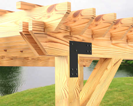 L Bracket - Industrial Style - 6 Inch Lumber - Wood Post Brackets - construction brackets - brackets for post and beam construction - beam supports - post support - timber frame brackets - barndominium brackets - exposed beam brackets