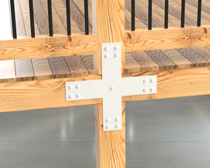 X Bracket - Industrial Style - 8 Inch Lumber - Wood Post Brackets - construction brackets - brackets for post and beam construction - beam supports - post support - timber frame brackets - barndominium brackets - exposed beam brackets