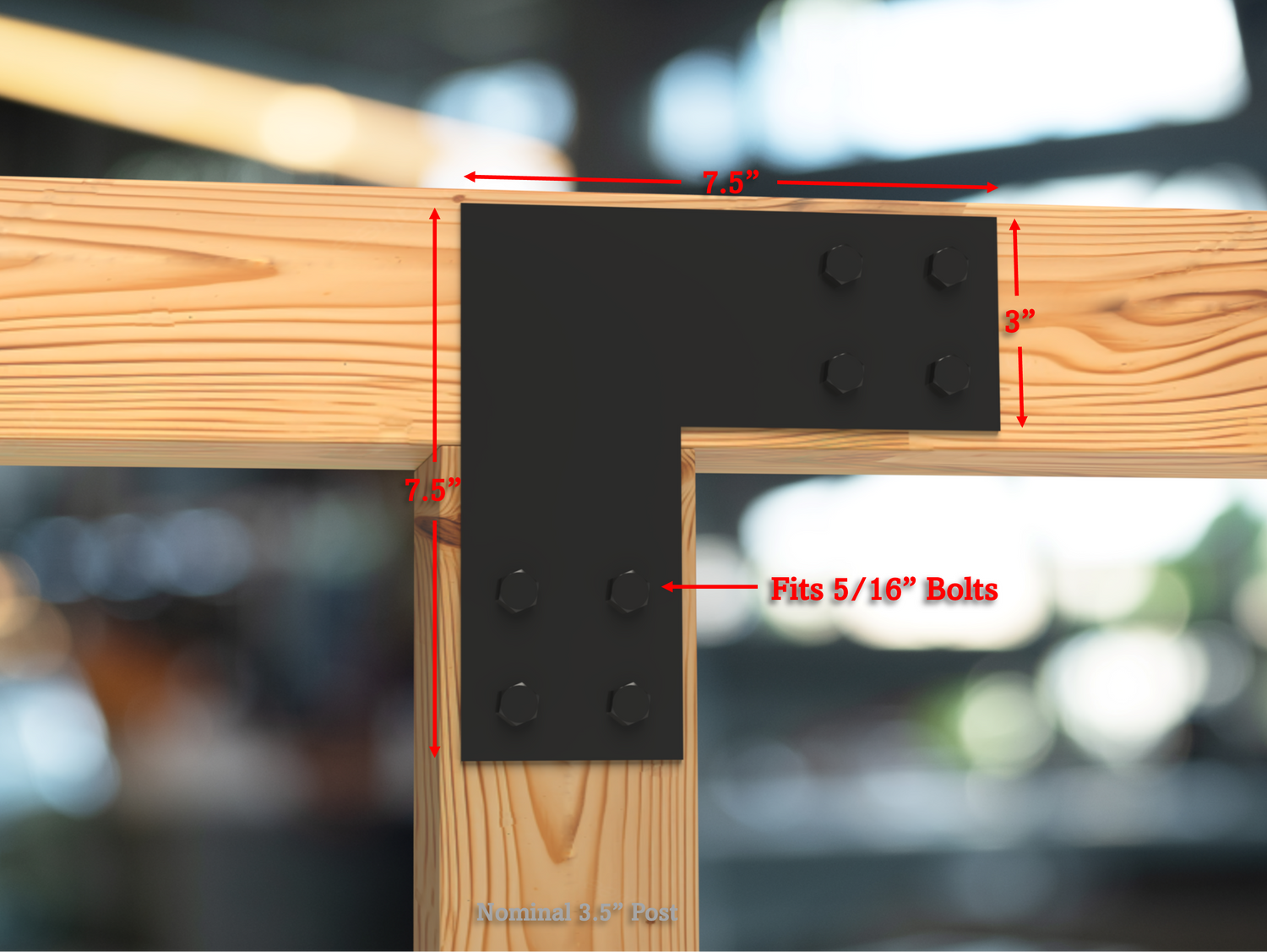 L Bracket - Scalloped Edges - 4 Inch Lumber - Wood Post Brackets - construction brackets - brackets for post and beam construction - beam supports - post support - timber frame brackets - barndominium brackets - exposed beam brackets
