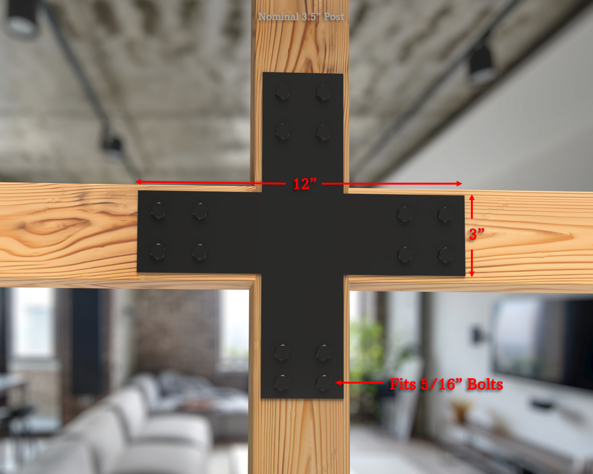 X Bracket - Industrial Style - 4 Inch Lumber