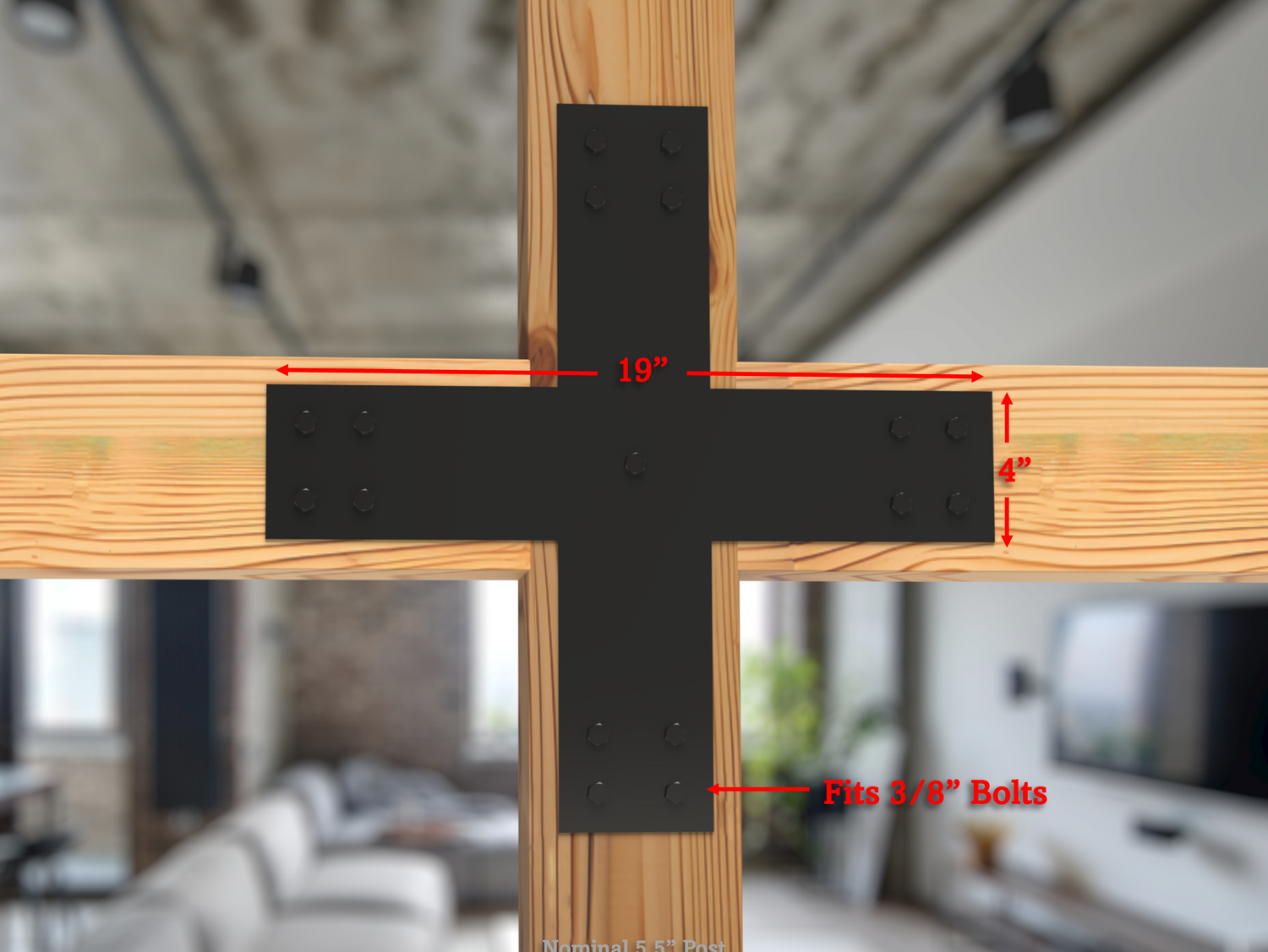 X Bracket - Industrial Style - 6 Inch Lumber - Wood Post Brackets - construction brackets - brackets for post and beam construction - beam supports - post support - timber frame brackets - barndominium brackets - exposed beam brackets