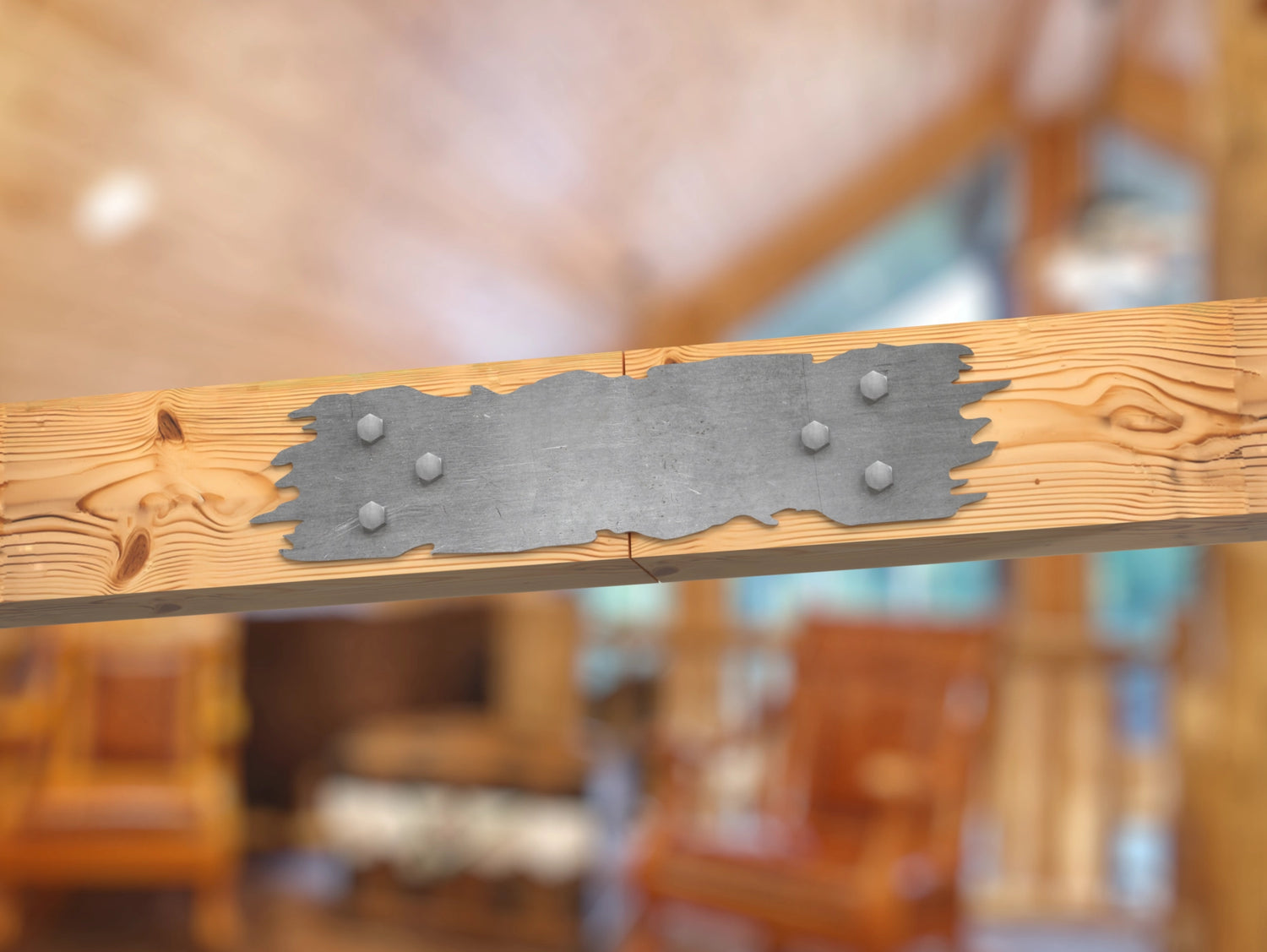 Straight Bracket - Rough Wood Style - For 8 Inch Lumber - Wood Post Brackets - construction brackets - brackets for post and beam construction - beam supports - post support - timber frame brackets - barndominium brackets - exposed beam brackets