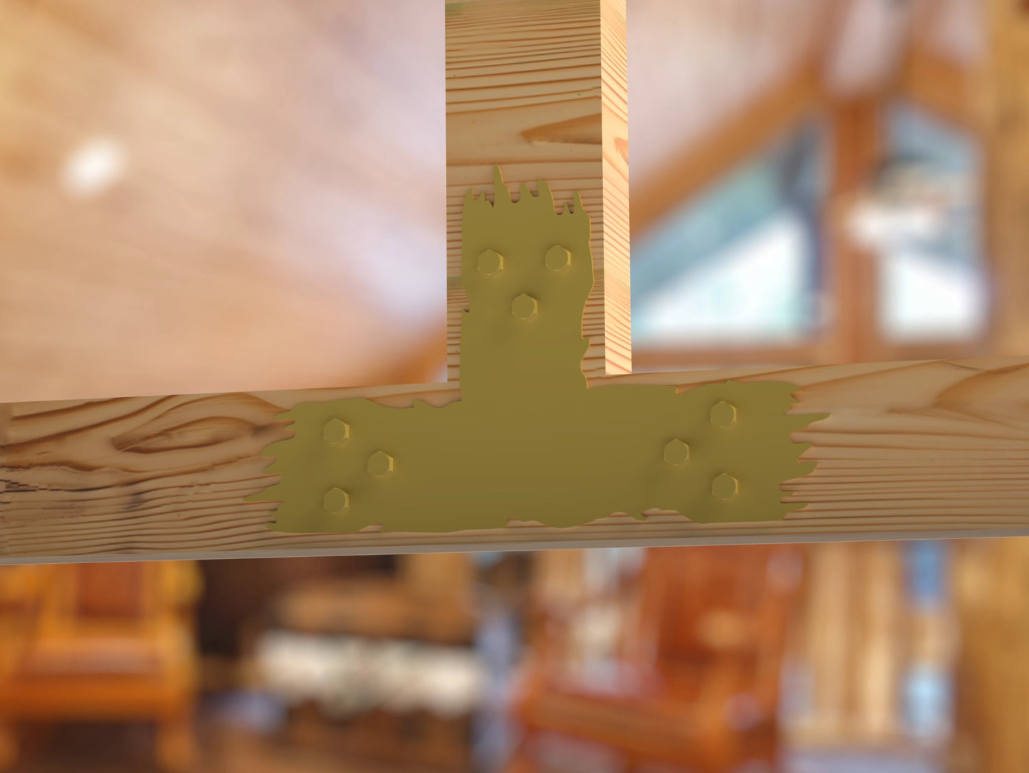 T Bracket - Rough Wood Style - For 6 Inch Lumber - Wood Post Brackets - construction brackets - brackets for post and beam construction - beam supports - post support - timber frame brackets - barndominium brackets - exposed beam brackets