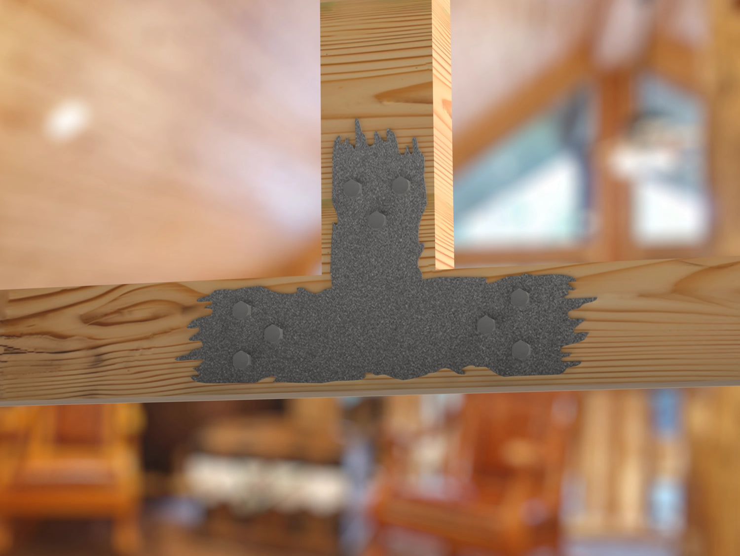 T Bracket - Rough Wood Style - For 6 Inch Lumber - Wood Post Brackets - construction brackets - brackets for post and beam construction - beam supports - post support - timber frame brackets - barndominium brackets - exposed beam brackets