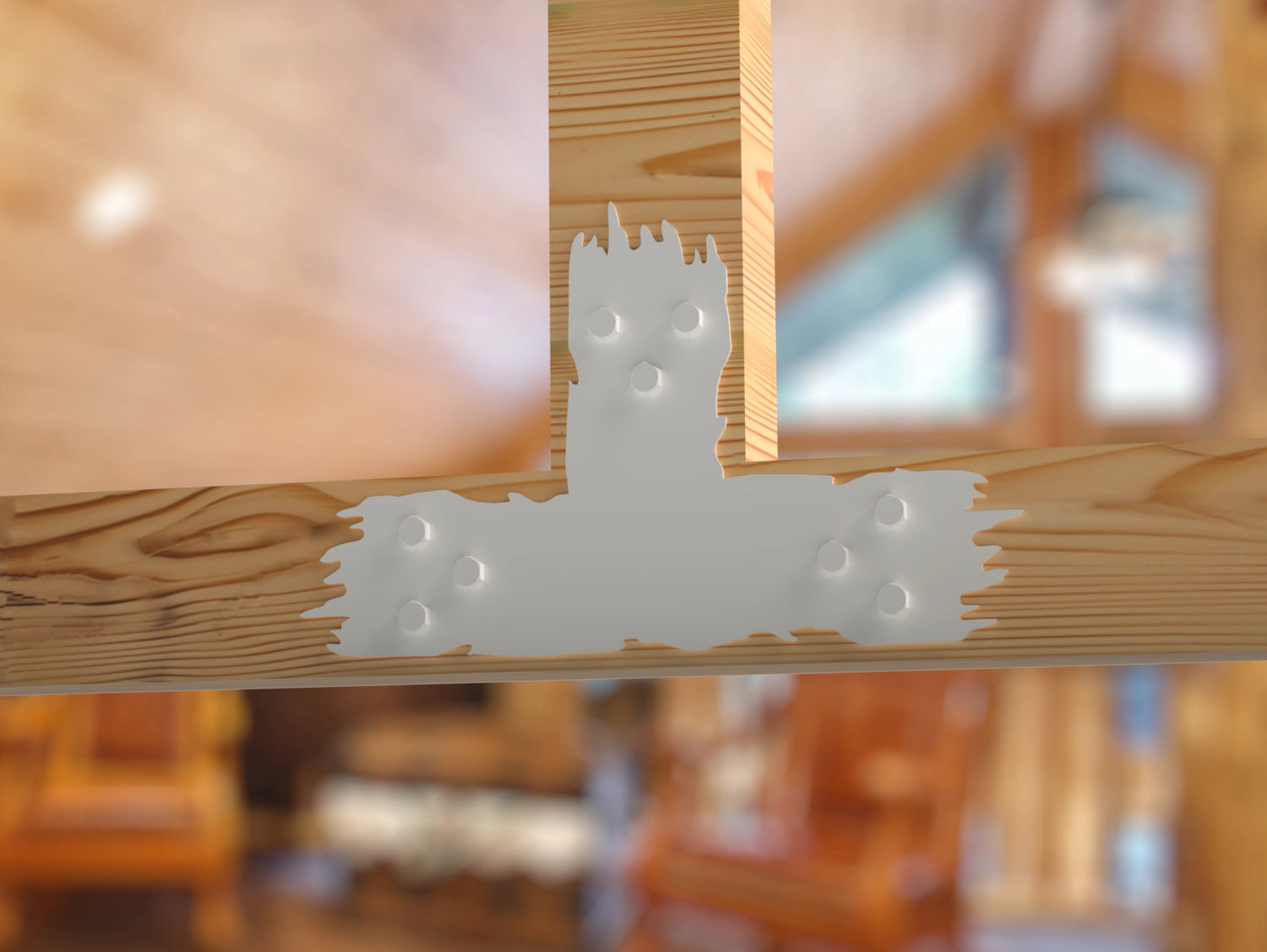 T Bracket - Rough Wood Style - For 6 Inch Lumber - Wood Post Brackets - construction brackets - brackets for post and beam construction - beam supports - post support - timber frame brackets - barndominium brackets - exposed beam brackets