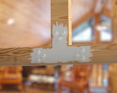 T Bracket - Rough Wood Style - For 6 Inch Lumber - Wood Post Brackets - construction brackets - brackets for post and beam construction - beam supports - post support - timber frame brackets - barndominium brackets - exposed beam brackets