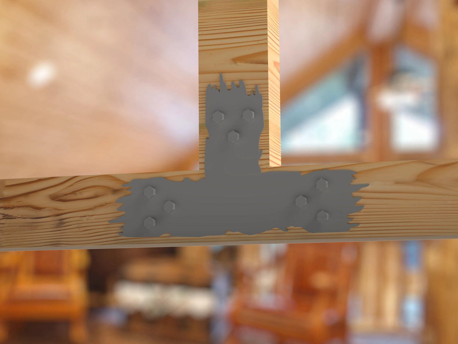 T Bracket - Rough Wood Style - For 6 Inch Lumber - Wood Post Brackets - construction brackets - brackets for post and beam construction - beam supports - post support - timber frame brackets - barndominium brackets - exposed beam brackets