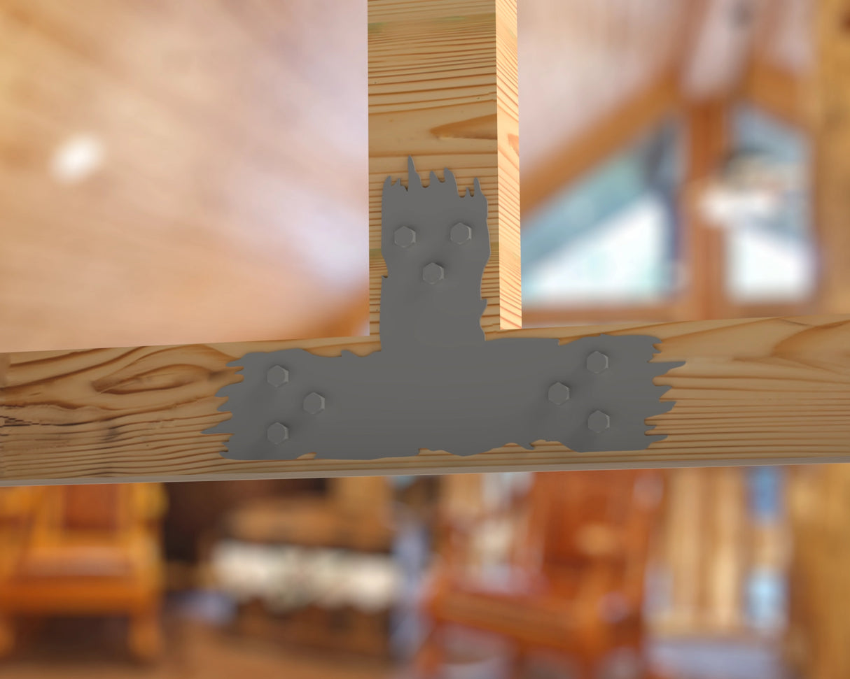 T Bracket - Rough Wood Style - For 6 Inch Lumber - Wood Post Brackets - construction brackets - brackets for post and beam construction - beam supports - post support - timber frame brackets - barndominium brackets - exposed beam brackets