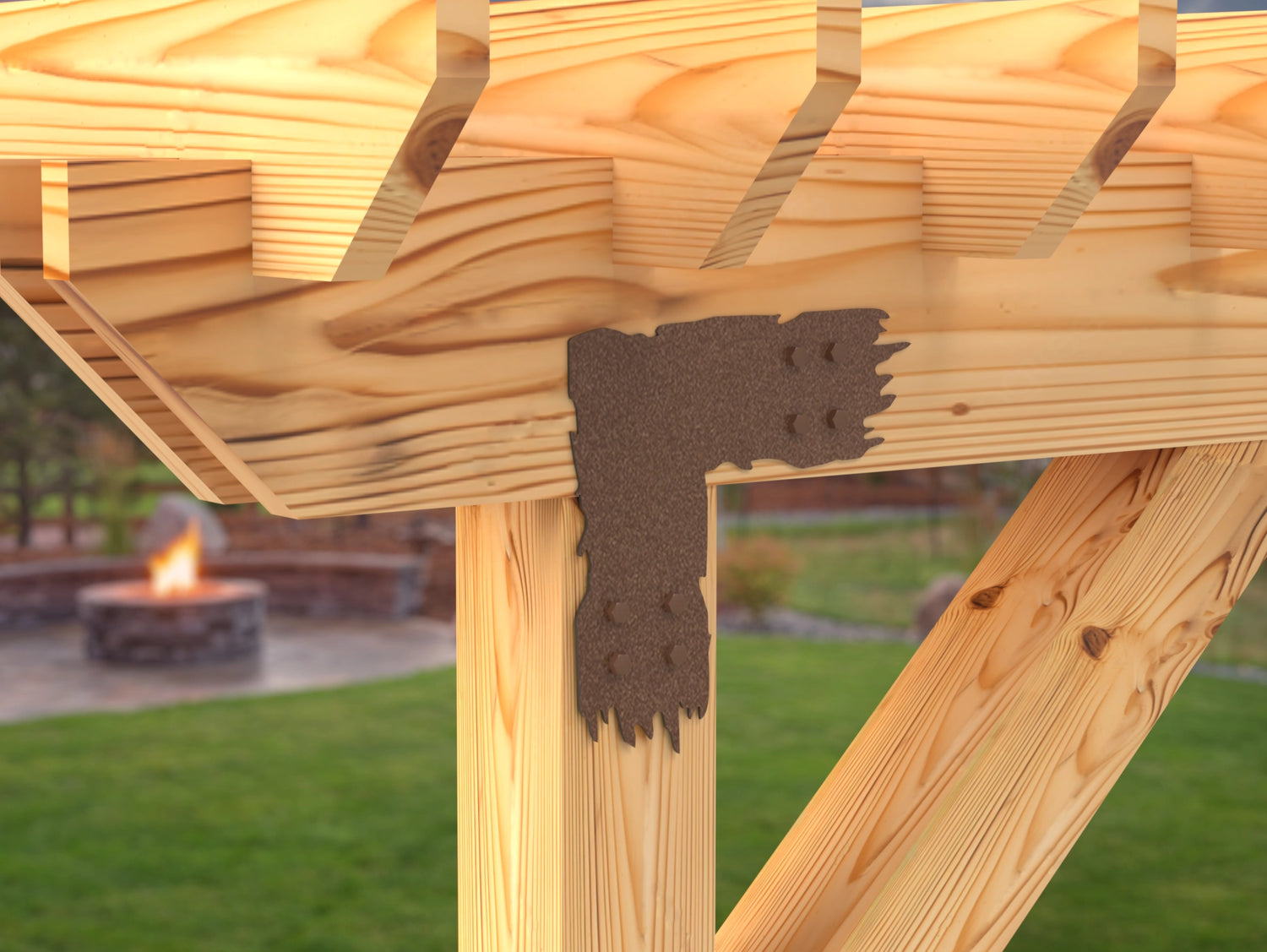 L Bracket - Rough Wood Style - For 8 Inch Lumber - Wood Post Brackets - construction brackets - brackets for post and beam construction - beam supports - post support - timber frame brackets - barndominium brackets - exposed beam brackets