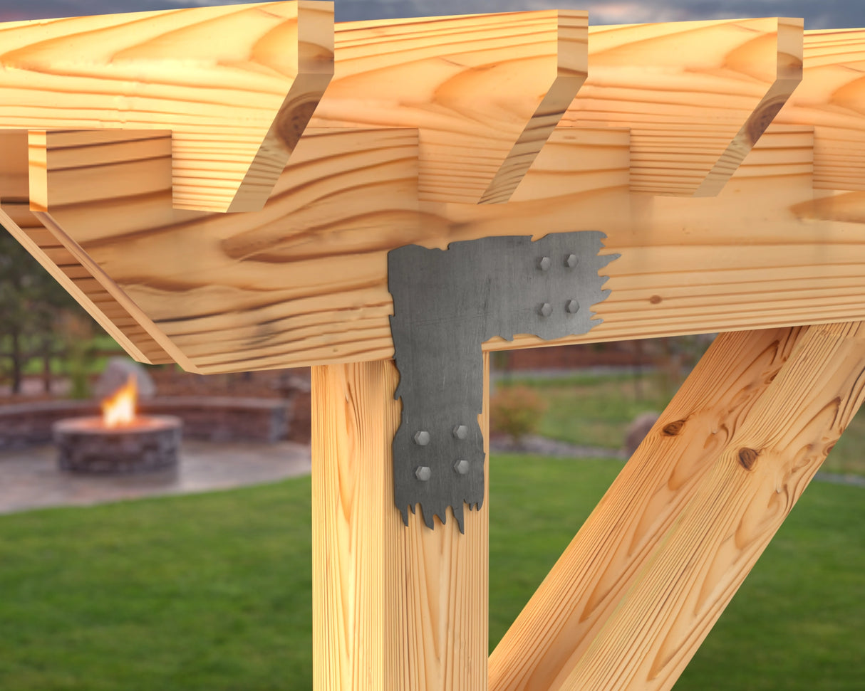 L Bracket - Rough Wood Style - For 8 Inch Lumber - Wood Post Brackets - construction brackets - brackets for post and beam construction - beam supports - post support - timber frame brackets - barndominium brackets - exposed beam brackets