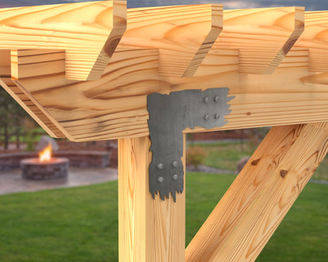 L Bracket - Rough Wood Style - For 8 Inch Lumber - Wood Post Brackets - construction brackets - brackets for post and beam construction - beam supports - post support - timber frame brackets - barndominium brackets - exposed beam brackets