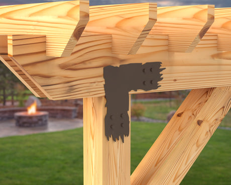 L Bracket - Rough Wood Style - For 8 Inch Lumber - Wood Post Brackets - construction brackets - brackets for post and beam construction - beam supports - post support - timber frame brackets - barndominium brackets - exposed beam brackets
