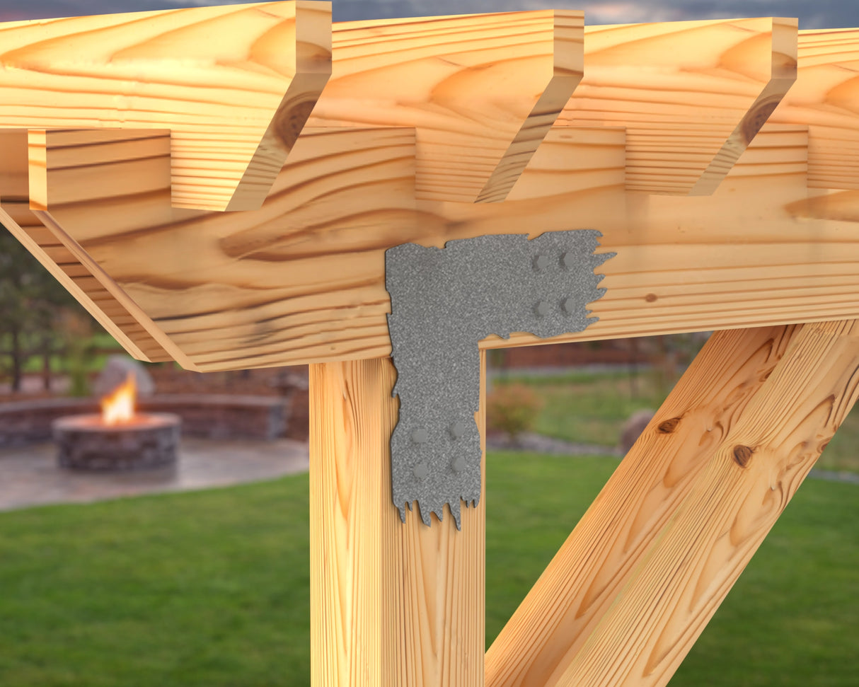 L Bracket - Rough Wood Style - For 8 Inch Lumber - Wood Post Brackets - construction brackets - brackets for post and beam construction - beam supports - post support - timber frame brackets - barndominium brackets - exposed beam brackets