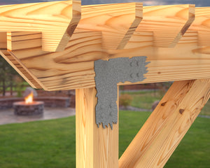 L Bracket - Rough Wood Style - For 8 Inch Lumber - Wood Post Brackets - construction brackets - brackets for post and beam construction - beam supports - post support - timber frame brackets - barndominium brackets - exposed beam brackets