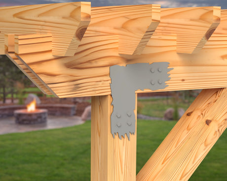 L Bracket - Rough Wood Style - For 8 Inch Lumber - Wood Post Brackets - construction brackets - brackets for post and beam construction - beam supports - post support - timber frame brackets - barndominium brackets - exposed beam brackets