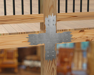 X Bracket - Rough Wood Style - For 8 Inch Lumber - Wood Post Brackets - construction brackets - brackets for post and beam construction - beam supports - post support - timber frame brackets - barndominium brackets - exposed beam brackets