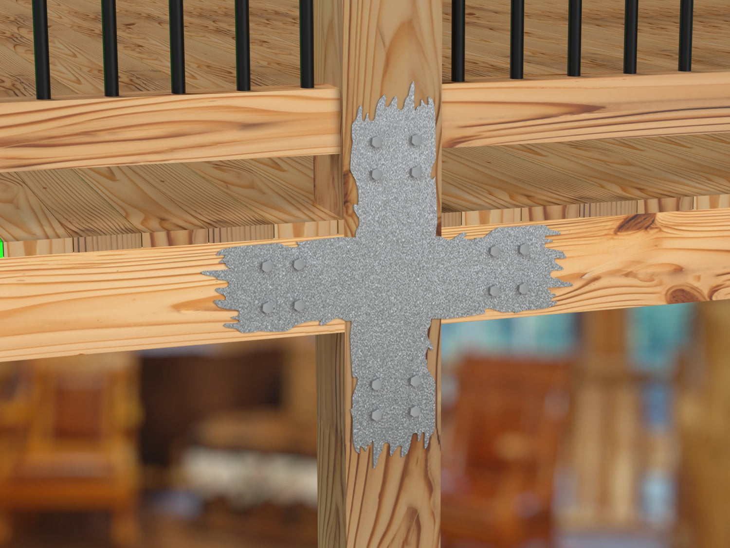 X Bracket - Rough Wood Style - For 8 Inch Lumber - Wood Post Brackets - construction brackets - brackets for post and beam construction - beam supports - post support - timber frame brackets - barndominium brackets - exposed beam brackets