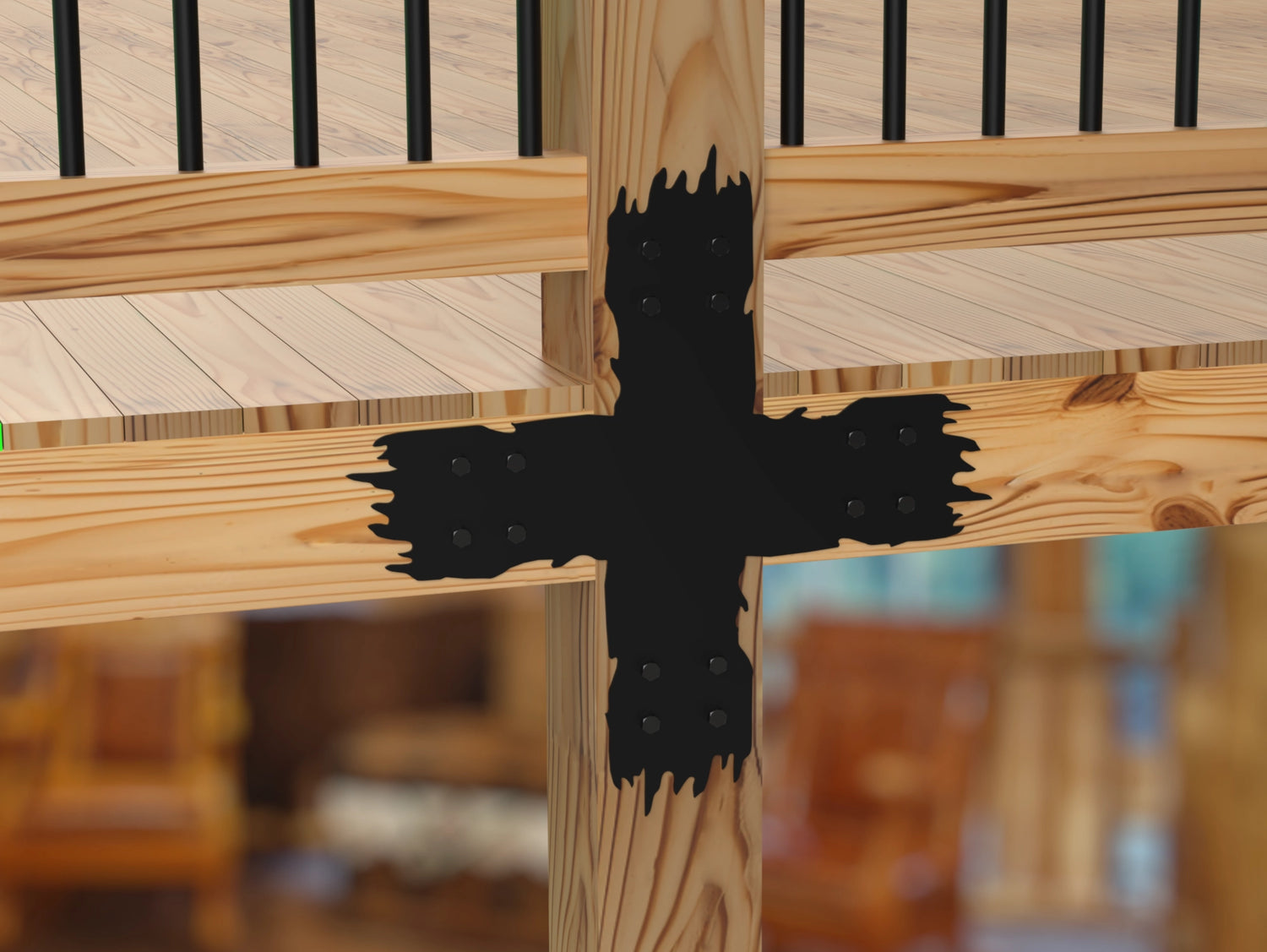 X Bracket - Rough Wood Style - For 8 Inch Lumber - Wood Post Brackets - construction brackets - brackets for post and beam construction - beam supports - post support - timber frame brackets - barndominium brackets - exposed beam brackets