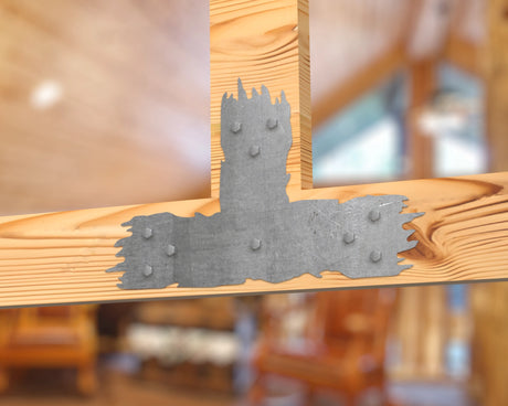 T Bracket - Rough Wood Style - For 8 Inch Lumber - Wood Post Brackets - construction brackets - brackets for post and beam construction - beam supports - post support - timber frame brackets - barndominium brackets - exposed beam brackets