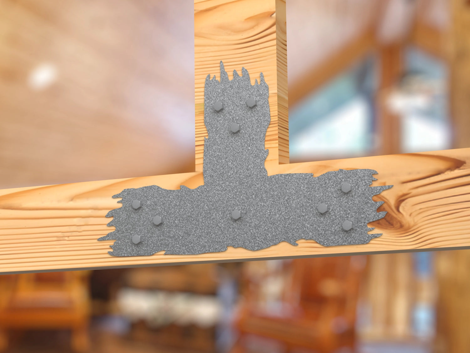 T Bracket - Rough Wood Style - For 8 Inch Lumber - Wood Post Brackets - construction brackets - brackets for post and beam construction - beam supports - post support - timber frame brackets - barndominium brackets - exposed beam brackets