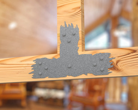 T Bracket - Rough Wood Style - For 8 Inch Lumber - Wood Post Brackets - construction brackets - brackets for post and beam construction - beam supports - post support - timber frame brackets - barndominium brackets - exposed beam brackets