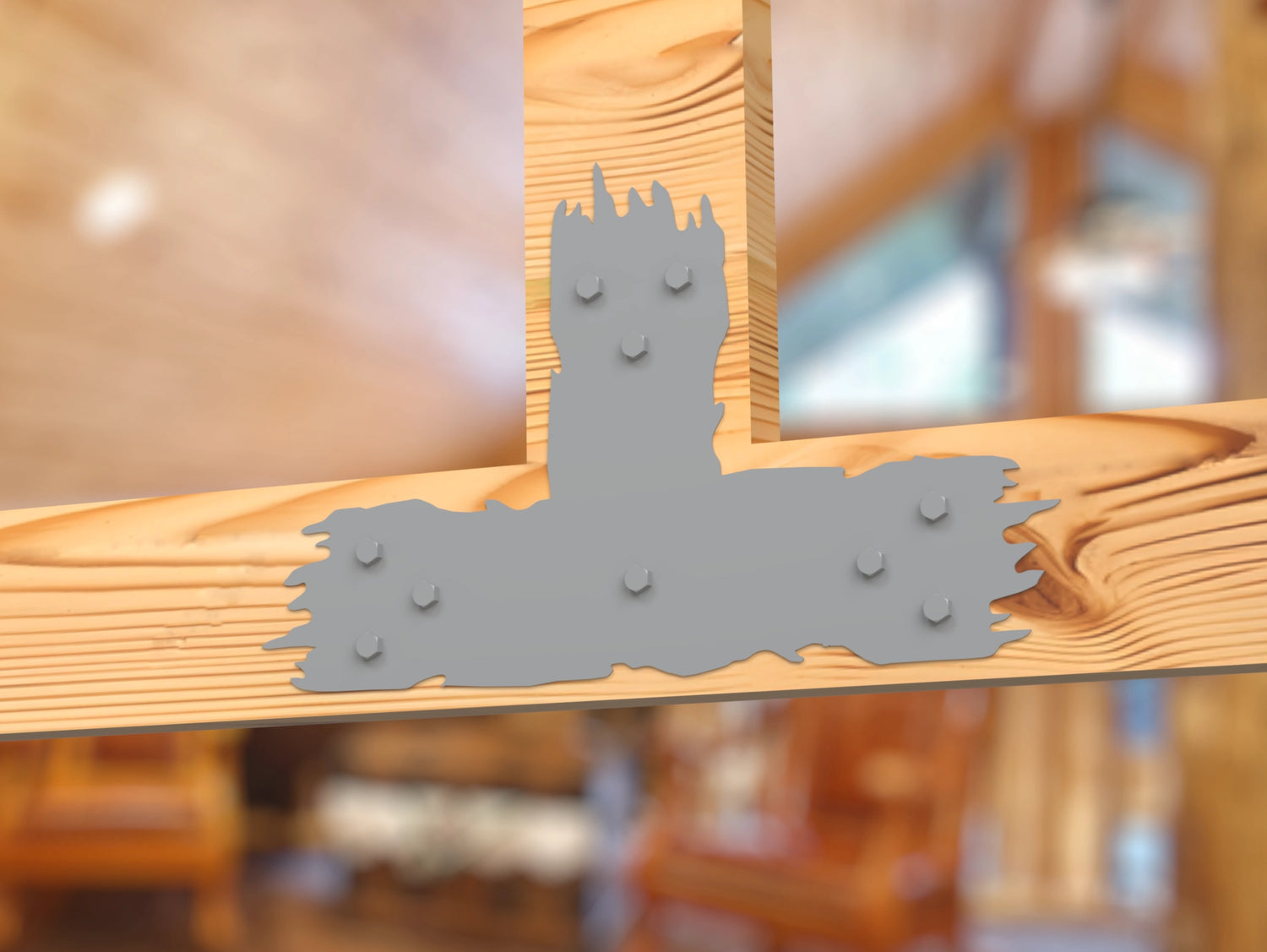 T Bracket - Rough Wood Style - For 8 Inch Lumber - Wood Post Brackets - construction brackets - brackets for post and beam construction - beam supports - post support - timber frame brackets - barndominium brackets - exposed beam brackets