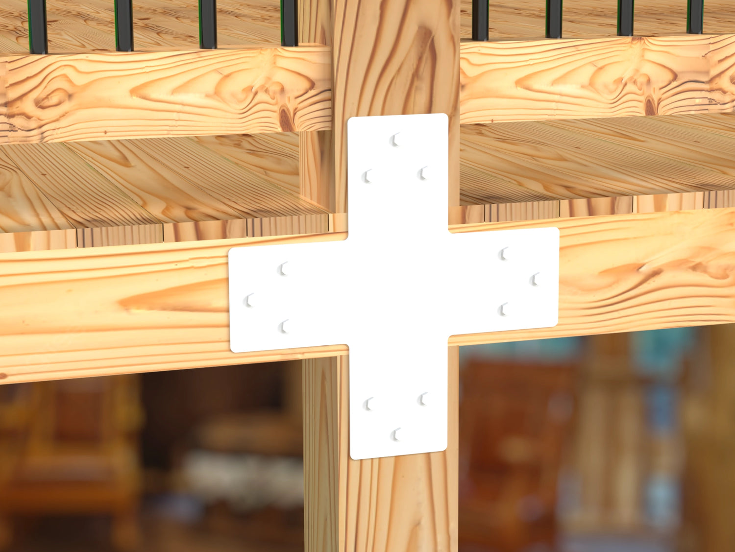 X Bracket - Standard Style - For 8 Inch Lumber - Wood Post Brackets - construction brackets - brackets for post and beam construction - beam supports - post support - timber frame brackets - barndominium brackets - exposed beam brackets