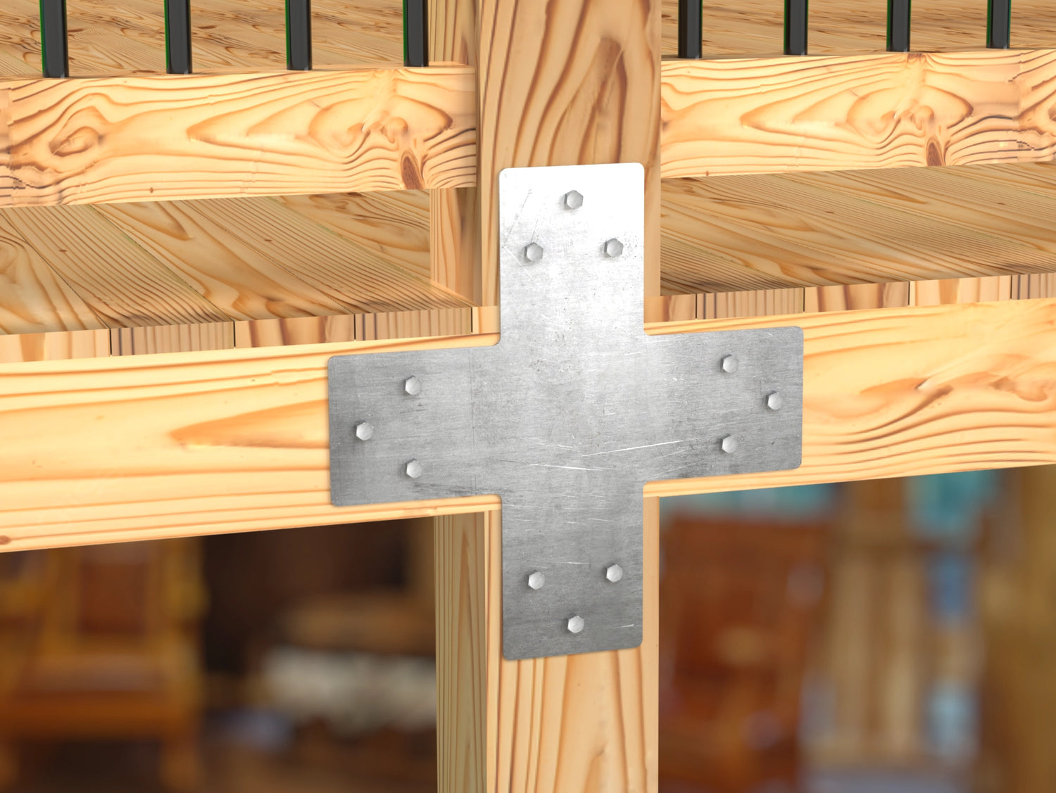 X Bracket - Standard Style - For 8 Inch Lumber - Wood Post Brackets - construction brackets - brackets for post and beam construction - beam supports - post support - timber frame brackets - barndominium brackets - exposed beam brackets
