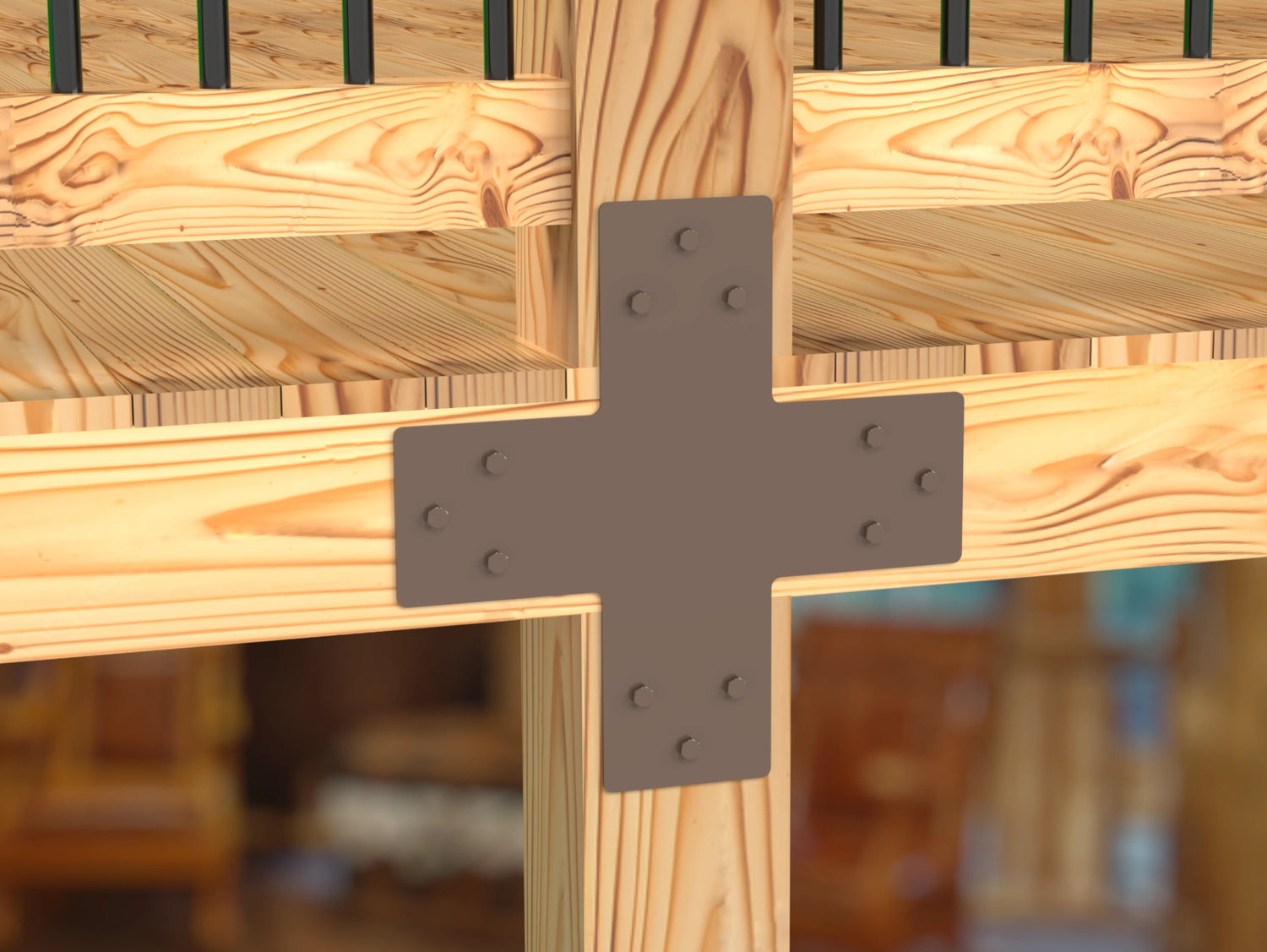 X Bracket - Standard Style - For 8 Inch Lumber - Wood Post Brackets - construction brackets - brackets for post and beam construction - beam supports - post support - timber frame brackets - barndominium brackets - exposed beam brackets