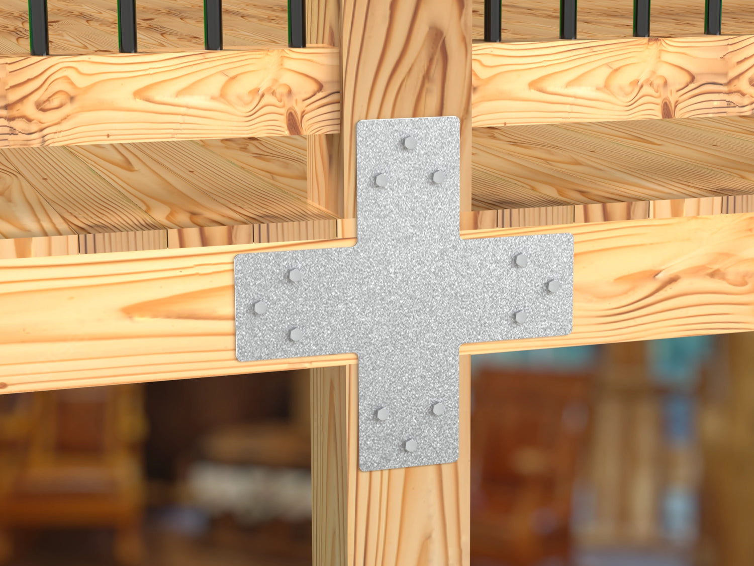 X Bracket - Standard Style - For 8 Inch Lumber - Wood Post Brackets - construction brackets - brackets for post and beam construction - beam supports - post support - timber frame brackets - barndominium brackets - exposed beam brackets
