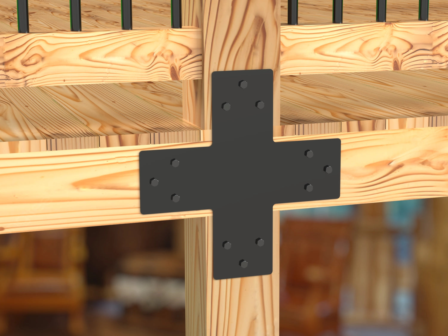 X Bracket - Standard Style - For 8 Inch Lumber - Wood Post Brackets - construction brackets - brackets for post and beam construction - beam supports - post support - timber frame brackets - barndominium brackets - exposed beam brackets