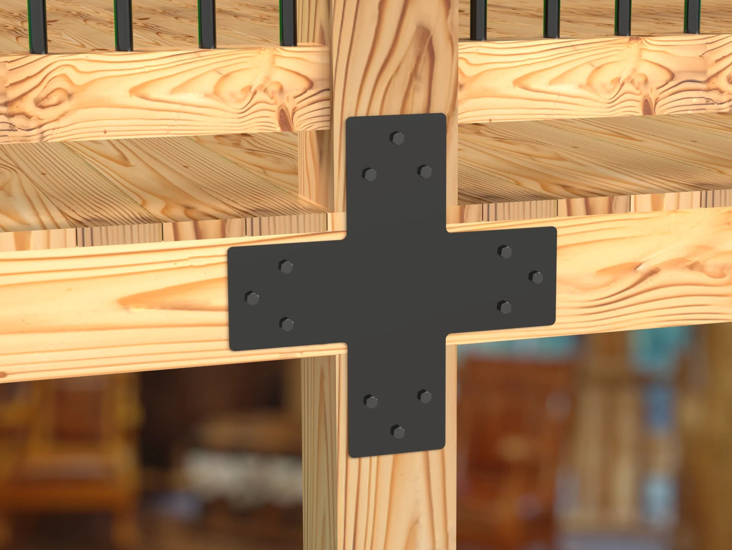 Standard Brackets for 8"x8" Dimensional Wood Post - Madison Iron and Wood
