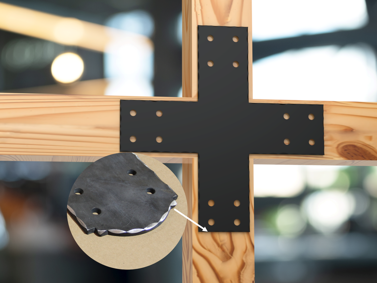 X Bracket - Scalloped Edges - 8 Inch Lumber - Wood Post Brackets - construction brackets - brackets for post and beam construction - beam supports - post support - timber frame brackets - barndominium brackets - exposed beam brackets