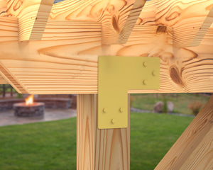L Bracket - Standard Style - For 8 Inch Lumber - Wood Post Brackets - construction brackets - brackets for post and beam construction - beam supports - post support - timber frame brackets - barndominium brackets - exposed beam brackets