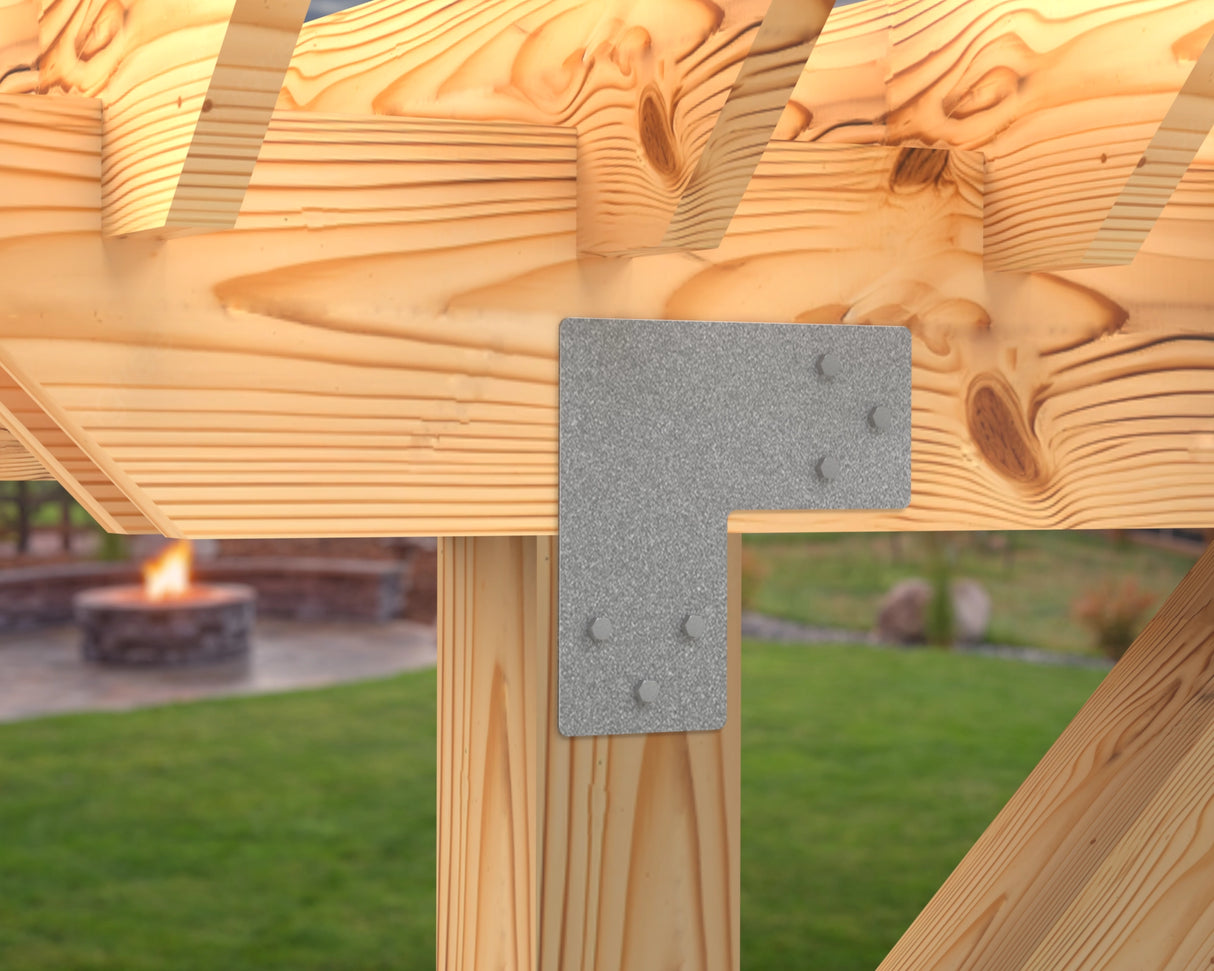 L Bracket - Standard Style - For 8 Inch Lumber - Wood Post Brackets - construction brackets - brackets for post and beam construction - beam supports - post support - timber frame brackets - barndominium brackets - exposed beam brackets