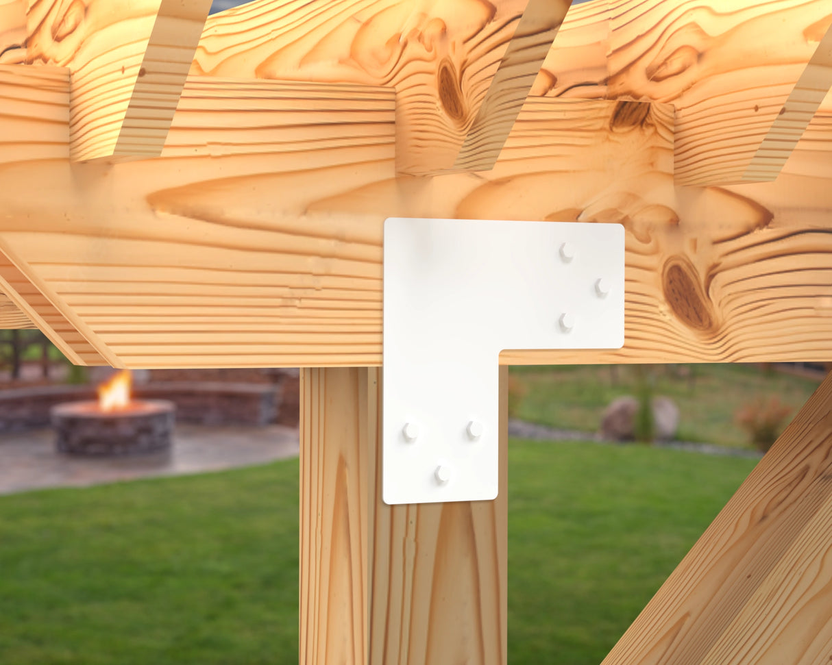 L Bracket - Standard Style - For 8 Inch Lumber - Wood Post Brackets - construction brackets - brackets for post and beam construction - beam supports - post support - timber frame brackets - barndominium brackets - exposed beam brackets