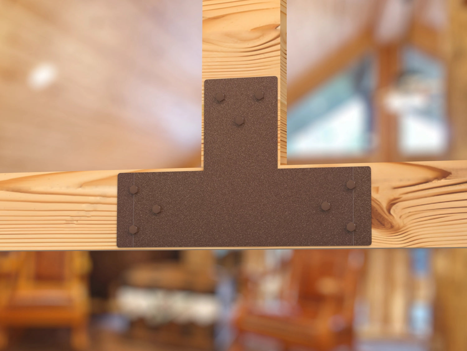 T Bracket - Standard Style - For 4 Inch Lumber - Wood Post Brackets - construction brackets - brackets for post and beam construction - beam supports - post support - timber frame brackets - barndominium brackets - exposed beam brackets