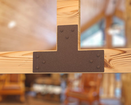 T Bracket - Standard Style - For 4 Inch Lumber - Wood Post Brackets - construction brackets - brackets for post and beam construction - beam supports - post support - timber frame brackets - barndominium brackets - exposed beam brackets
