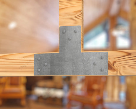 T Bracket - Standard Style - For 4 Inch Lumber - Wood Post Brackets - construction brackets - brackets for post and beam construction - beam supports - post support - timber frame brackets - barndominium brackets - exposed beam brackets