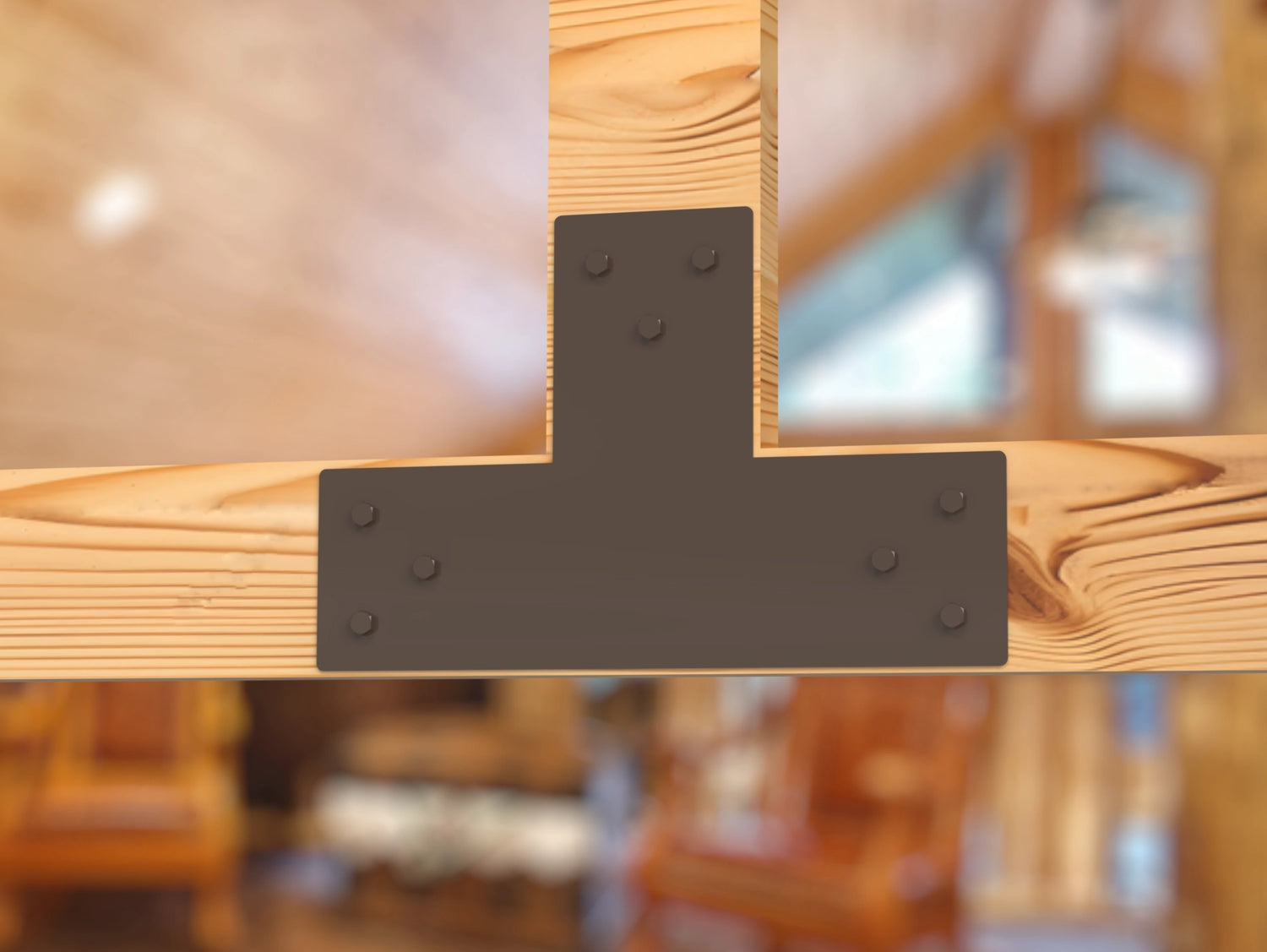 T Bracket - Standard Style - For 4 Inch Lumber - Wood Post Brackets - construction brackets - brackets for post and beam construction - beam supports - post support - timber frame brackets - barndominium brackets - exposed beam brackets
