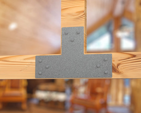 T Bracket - Standard Style - For 4 Inch Lumber - Wood Post Brackets - construction brackets - brackets for post and beam construction - beam supports - post support - timber frame brackets - barndominium brackets - exposed beam brackets