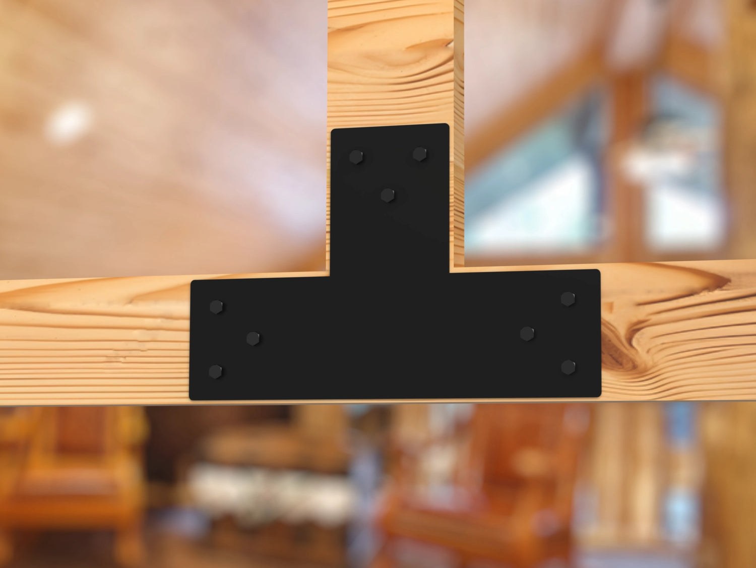 T Bracket - Standard Style - For 4 Inch Lumber - Wood Post Brackets - construction brackets - brackets for post and beam construction - beam supports - post support - timber frame brackets - barndominium brackets - exposed beam brackets