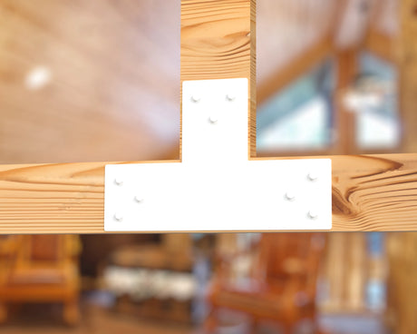 T Bracket - Standard Style - For 4 Inch Lumber - Wood Post Brackets - construction brackets - brackets for post and beam construction - beam supports - post support - timber frame brackets - barndominium brackets - exposed beam brackets